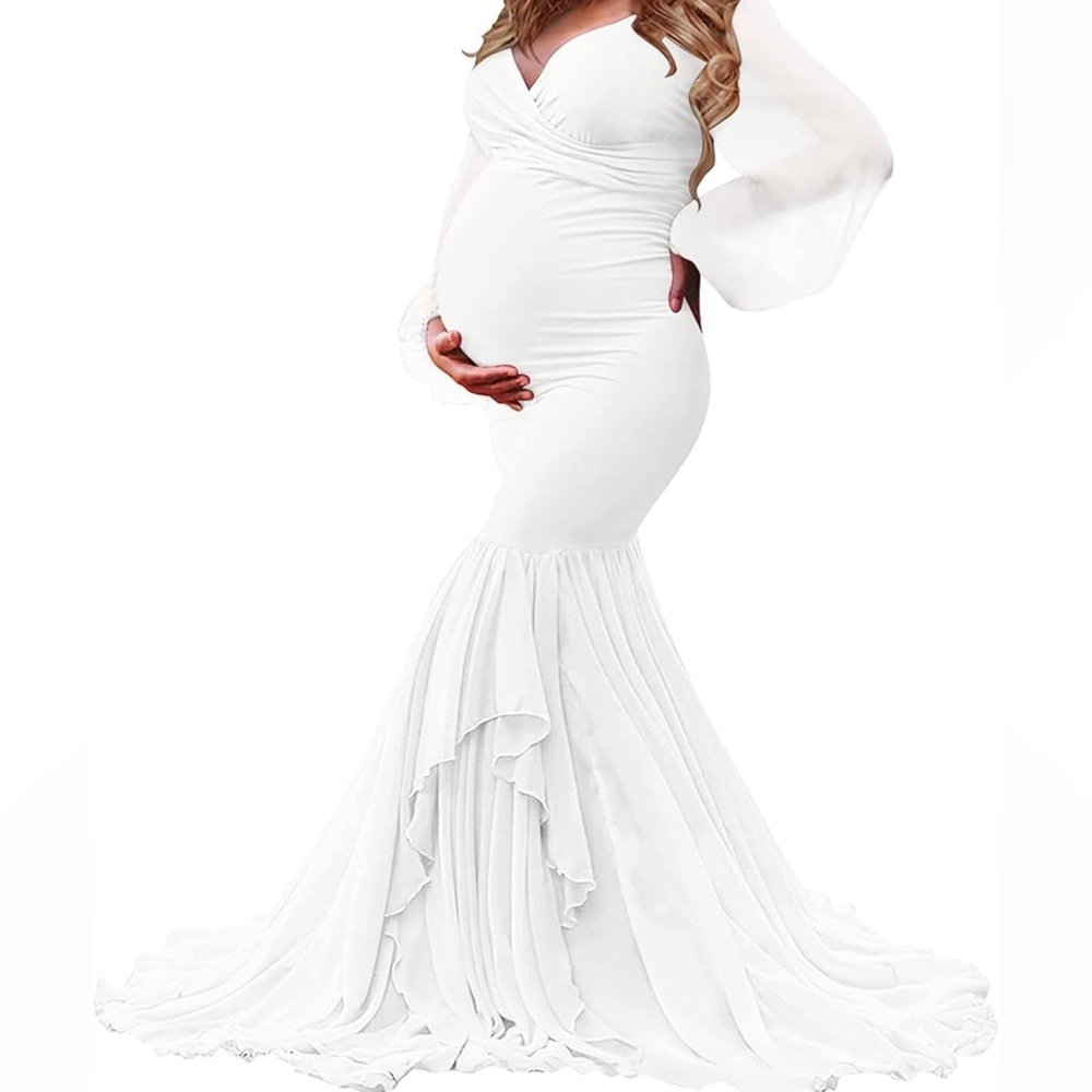 Long chiffon mermaid maternity dress